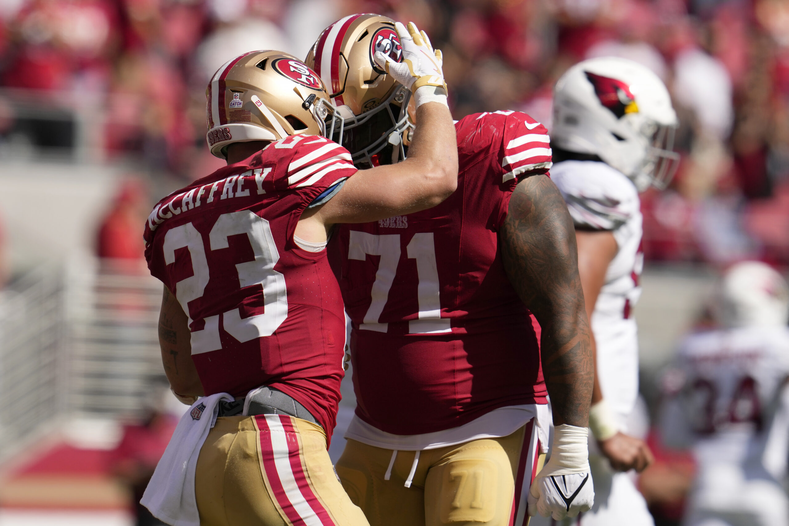 Photos from San Francisco 49ers' Christian McCaffrey scores four touchdowns  in 35-16 win over Arizona Cardinals